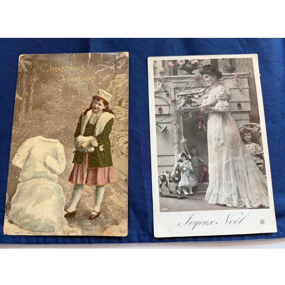 Two Antique Christmas Postcards 1900's